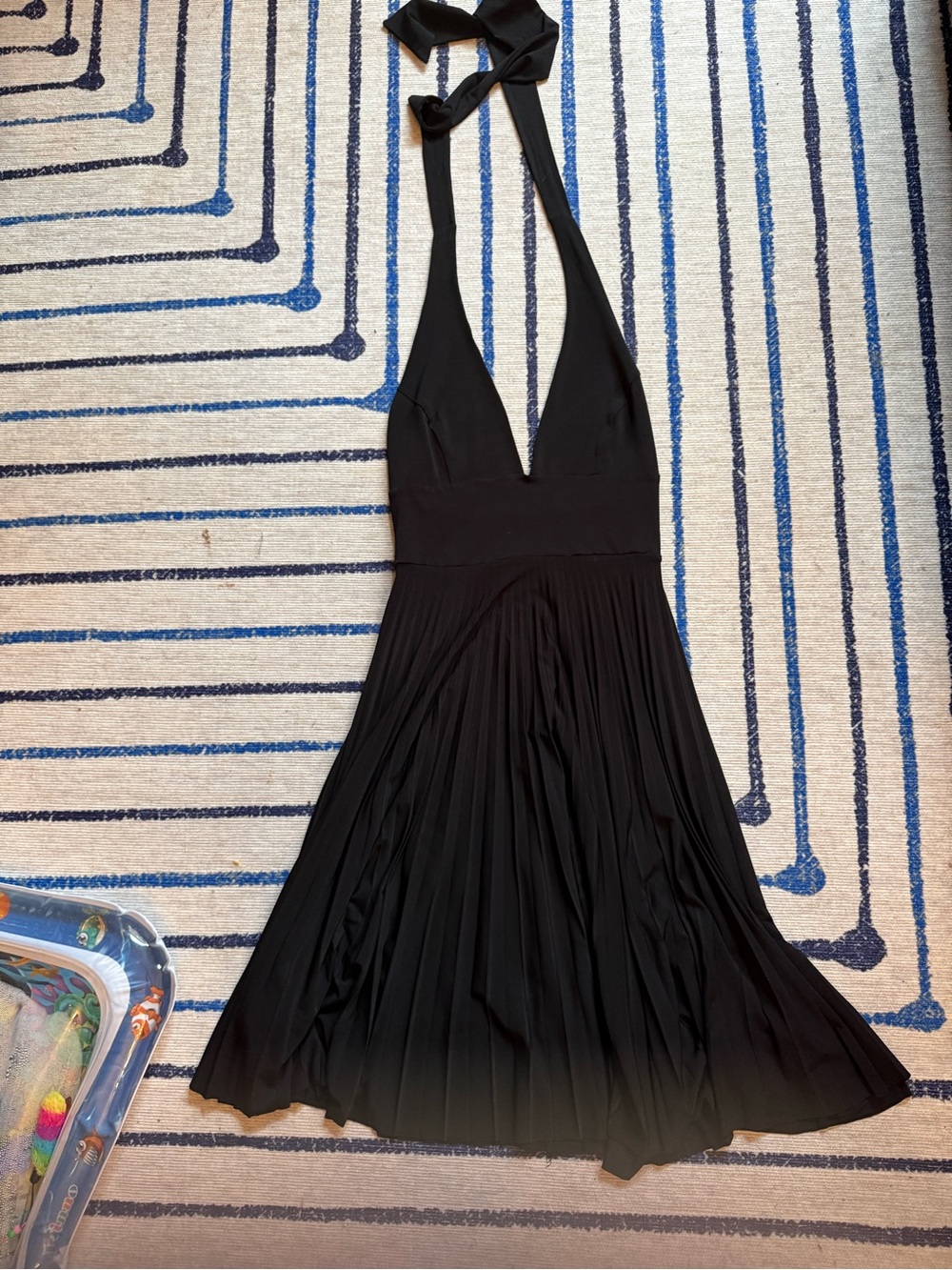 Max & Cleo Black Halter Pleated Midi Dress